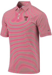 Columbia Texas Tech Red Raiders Mens Red Invite Stripe Short Sleeve Polo