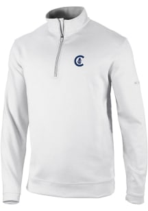 Columbia Chicago Cubs Mens White Wickham Hills Long Sleeve Qtr Zip Pullover