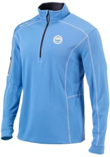Columbia Chicago Cubs Mens Light Blue Shotgun Edition Long Sleeve Qtr Zip Pullover