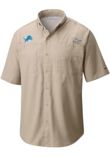 Columbia Detroit Lions Mens Khaki Tamiami Short Sleeve Dress Shirt