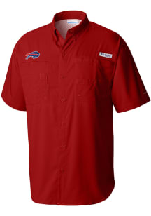 Columbia Buffalo Bills Mens Red Tamiami Short Sleeve Dress Shirt