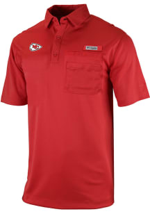 Columbia Kansas City Chiefs Mens Red Flycaster Short Sleeve Polo