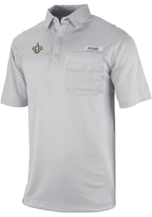 Columbia New Orleans Saints Mens Grey Flycaster Short Sleeve Polo