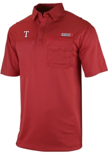 Columbia Texas Rangers Mens Red Flycaster Short Sleeve Polo