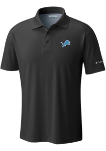 Columbia Detroit Lions Mens Black Drag Short Sleeve Polo