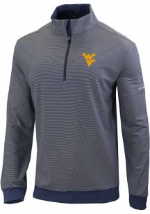 Columbia West Virginia Mountaineers Mens Navy Blue Even Lie Long Sleeve Qtr Zip Pullover