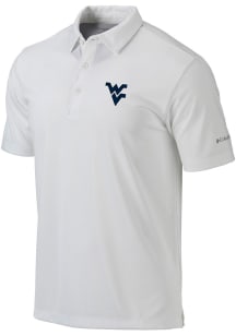 Columbia West Virginia Mountaineers Mens White Drive Short Sleeve Polo