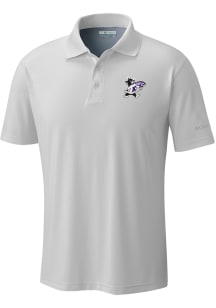 Mens K-State Wildcats White Columbia Drag Short Sleeve Polo Shirt