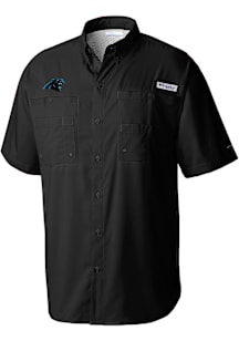 Columbia Carolina Panthers Mens Black Heat Seal Tamiami Short Sleeve Dress Shirt