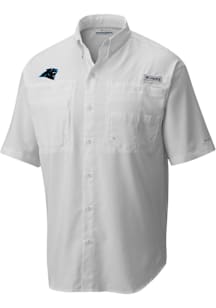 Columbia Carolina Panthers Mens White Heat Seal Tamiami Short Sleeve Dress Shirt