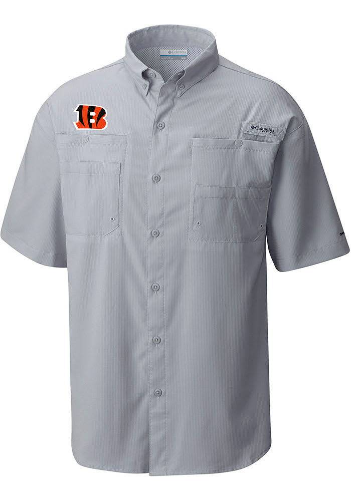 Rally House Columbia Cincinnati Bengals Mens Heat Seal Tamiami Short Sleeve Dress Shirt Liberty Center