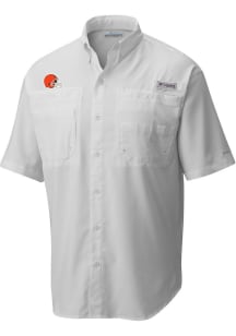 Columbia Cleveland Browns Mens White Heat Seal Tamiami Short Sleeve Dress Shirt