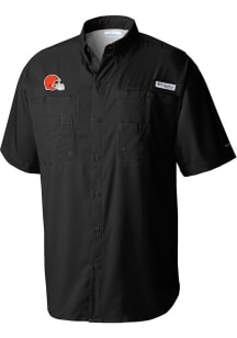 Columbia Cleveland Browns Mens Black Heat Seal Tamiami Short Sleeve Dress Shirt