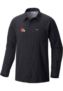 Columbia Cleveland Browns Mens Black Heat Seal Slack Tide Long Sleeve Dress Shirt