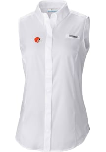 Columbia Cleveland Browns Womens White Heat Seal Omni Wick Tamiami Polo Shirt