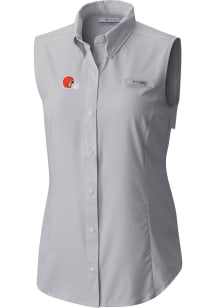 Columbia Cleveland Browns Womens Grey Heat Seal Omni Wick Tamiami Polo Shirt