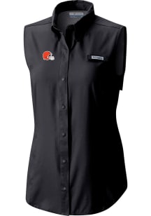 Columbia Cleveland Browns Womens Black Heat Seal Omni Wick Tamiami Polo Shirt