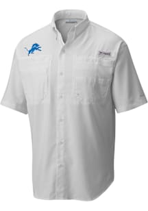 Columbia Detroit Lions Mens White Heat Seal Tamiami Short Sleeve Dress Shirt