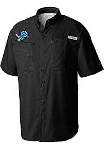 Columbia Detroit Lions Mens Black Heat Seal Tamiami Short Sleeve Dress Shirt