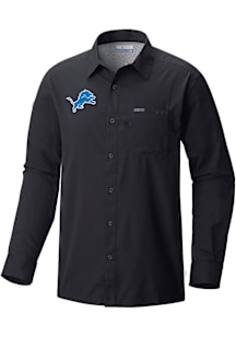 Columbia Detroit Lions Mens Black Heat Seal Slack Tide Long Sleeve Dress Shirt
