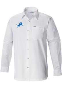 Columbia Detroit Lions Mens White Heat Seal Slack Tide Long Sleeve Dress Shirt
