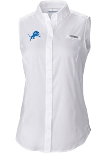 Columbia Detroit Lions Womens White Heat Seal Omni Wick Tamiami Polo Shirt