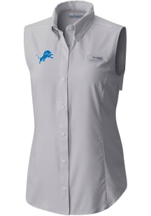 Columbia Detroit Lions Womens Grey Heat Seal Omni Wick Tamiami Polo Shirt
