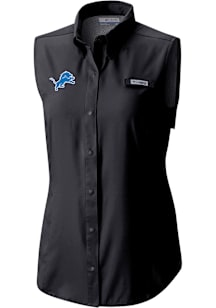 Columbia Detroit Lions Womens Black Heat Seal Omni Wick Tamiami Polo Shirt