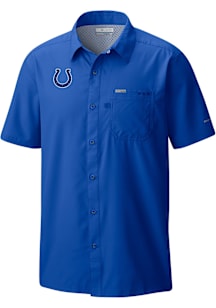 Columbia Indianapolis Colts Mens Blue Heat Seal Slack Tide Camp Short Sleeve Dress Shirt