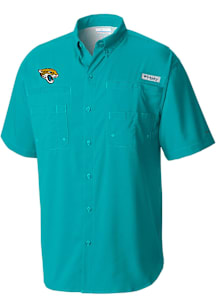 Columbia Jacksonville Jaguars Mens Teal Heat Seal Tamiami Short Sleeve Dress Shirt