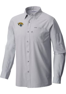 Columbia Jacksonville Jaguars Mens Grey Heat Seal Slack Tide Long Sleeve Dress Shirt