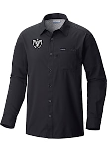 Columbia Las Vegas Raiders Mens Black Heat Seal Slack Tide Long Sleeve Dress Shirt