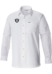 Columbia Las Vegas Raiders Mens White Heat Seal Slack Tide Long Sleeve Dress Shirt