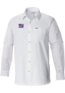 Columbia New York Giants Mens White Heat Seal Slack Tide Long Sleeve Dress Shirt