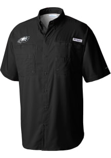 Columbia Philadelphia Eagles Mens Black Heat Seal Tamiami Short Sleeve Dress Shirt