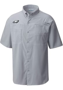 Columbia Philadelphia Eagles Mens Grey Heat Seal Tamiami Short Sleeve Dress Shirt
