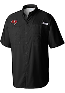 Columbia Tampa Bay Buccaneers Mens Black Heat Seal Tamiami Short Sleeve Dress Shirt