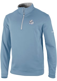 Columbia Drake Bulldogs Mens Light Blue Wickham Hills Long Sleeve Qtr Zip Pullover
