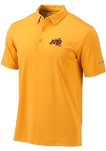 Mens Minnesota Golden Gophers Gold Columbia Drive Short Sleeve Polo Shirt