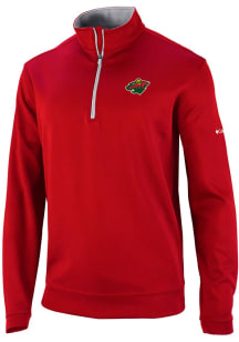 Columbia Minnesota Wild Mens Red Wickham Hills Long Sleeve Qtr Zip Pullover