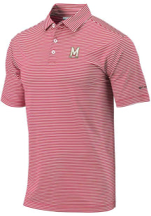 Mens Maryland Terrapins Red Columbia Invite Stripe Short Sleeve Polo Shirt