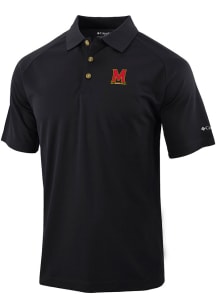 Mens Maryland Terrapins Black Columbia Drive II Short Sleeve Polo Shirt