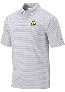 Columbia Oregon Ducks Mens Grey Heat Seal Omni Wick Club Invite Short Sleeve Polo
