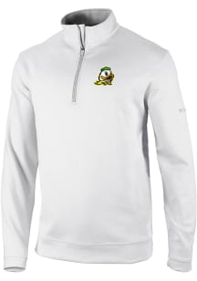 Mens Oregon Ducks White Columbia Heat Seal Omni Wick Wickhams Hills Qtr Zip Pullover