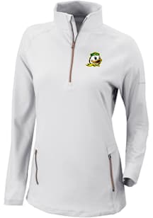 Columbia Oregon Ducks Womens White Heat Seal Omni Wick Outward Nine Qtr Zip