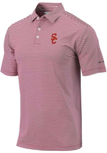 Mens USC Trojans Red Columbia Heat Seal Omni Wick Club Invite Short Sleeve Polo Shirt