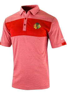 Columbia Chicago Blackhawks Mens Red Heat Seal Omni Wick Total Control Short Sleeve Polo
