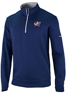 Columbia Columbus Blue Jackets Mens Navy Blue Heat Seal Omni Wick Wickhams Hills Long Sleeve Qtr Z..