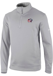 Columbia Columbus Blue Jackets Mens Grey Heat Seal Omni Wick Wickhams Hills Long Sleeve Qtr Zip Pu..