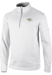 Columbia Nashville Predators Mens White Heat Seal Omni Wick Wickhams Hills Long Sleeve Qtr Zip Pul..